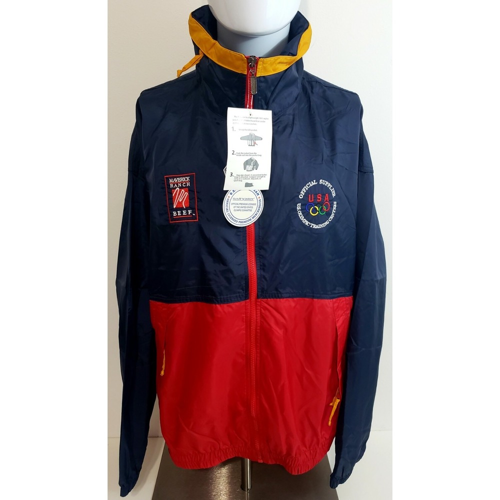 Vintage Swingster Jacket Mens XL USA Olympics Maverick‎ Ranch Beef Navy Blue Red